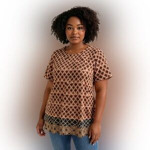 EST 1946 Geometric Blouse - Black and Brown
